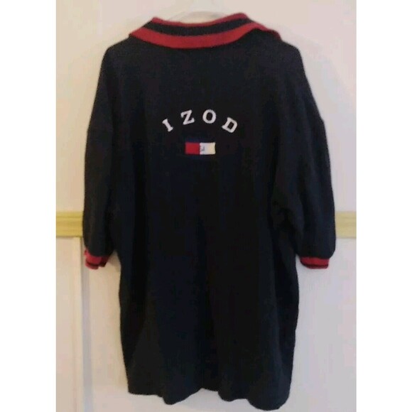 IZOD Shirt Men Blue Rugby Polo Preppy Cotton 80s VTG No Tag Read - Picture 3 of 5